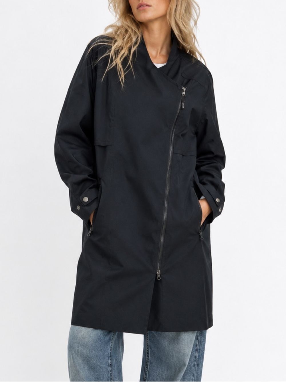Lolë Classic Black Asymmetrical Zip Women's Coat